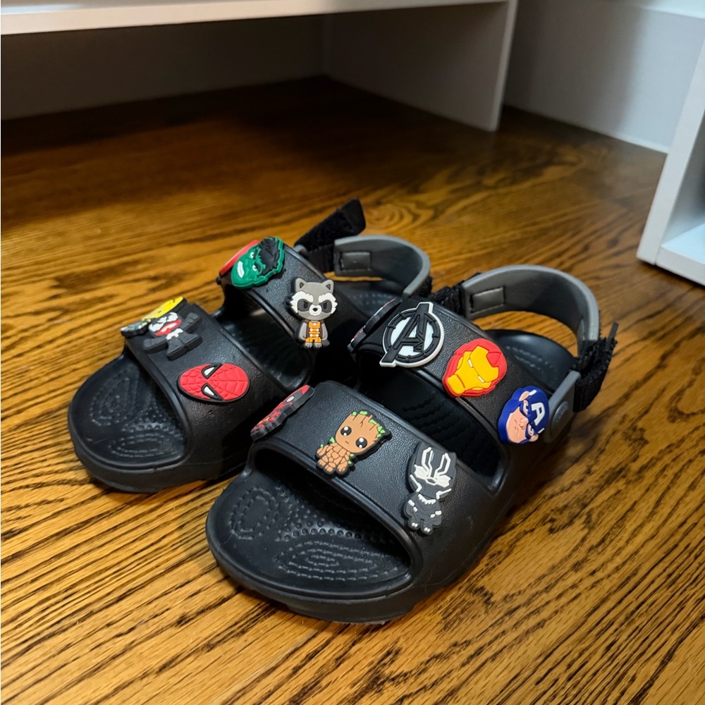 Kids Black Marvel Crocs